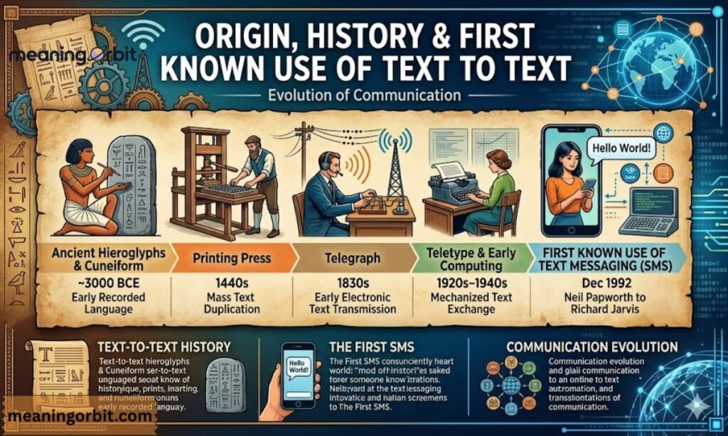 Origin, History & First Known Use of Text to Text